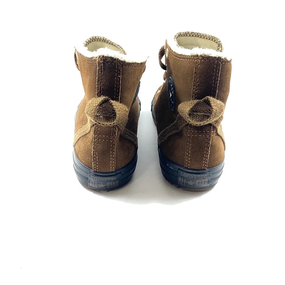 CONVERSE Chuck Taylor All Stars Suede With Sherpa Lining Color Brown SZ 5 Junior - Picture 3 of 11